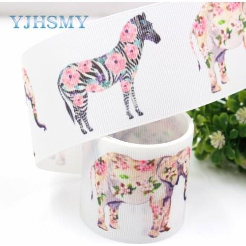 YJHSMY G-18613-459 ,50 mm 10 yards Cartoon horse Ribbons Thermal transfer Printed grosgrain Wedding Accessories DIY material
