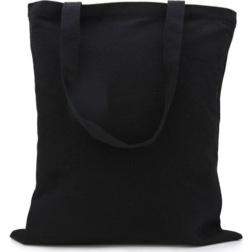 LG0085,5pcs Oivefeet Plain Black Cotton Canvas Tote Bag