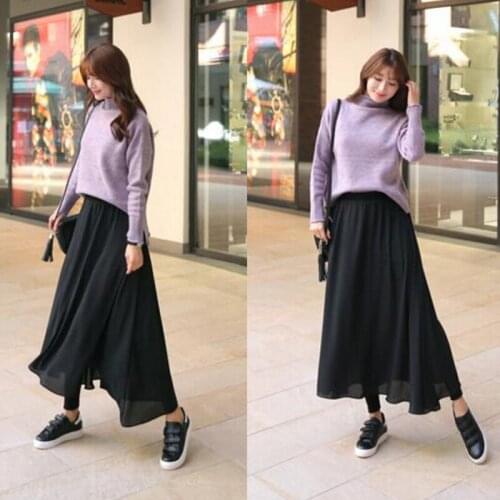 Spring Hot Fake Two Piece Chiffon Skirt Women Leggings OL Thin Girl Korean Syle Streetwear Loose Solid Elastic Ladies Leggins