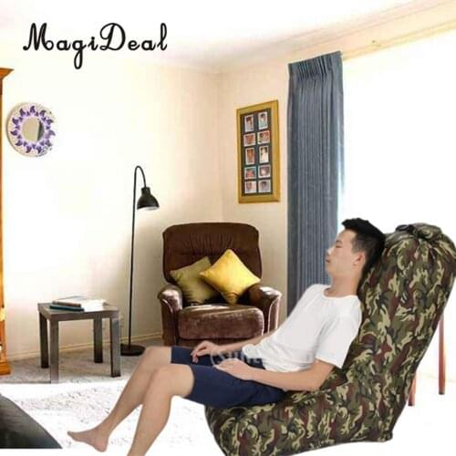 MagiDeal Inflating Beach Camping Lounger Back Pillow Chair Air Bed Lazy Sofa Camo