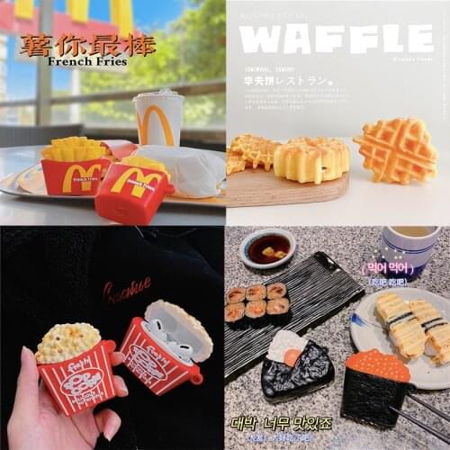 For Apple AirPods 1 2 Luxury 3D Simulation Food Case Wireless Headset Funny Soft Silicone Earphone Protect Cover for Airpods Pro