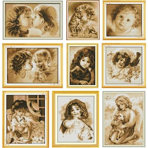 Loves Kiss Cross Stitch Kit Joy Sunday Stamped Patterns 11CT 14CT Counting Printed Craft Embroidery Sewing Decoration Gift Sets
