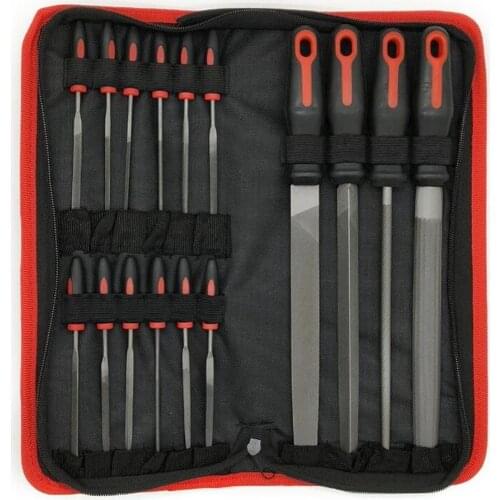 16PCS T12 Alloy Steel File Set Convenient Wood Tool Kit With Carry Case Flat/Triangle/Half-round/Round Large File Needle Files