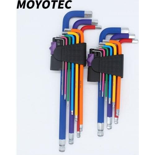 MOYOTEC 1.5mm-10mm Rainbow Color Coded Ball End Allen Wrench L Wrench Set Torque Long Metric Sleeve Hand Tool Bicycle Accessorie