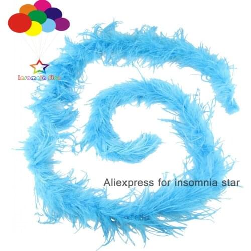 New 2Meter sea blue Ostrich Feather Plume Boas Scarf Handcraft for Crafts for Wedding Decoration Dance Performance Handcrafts