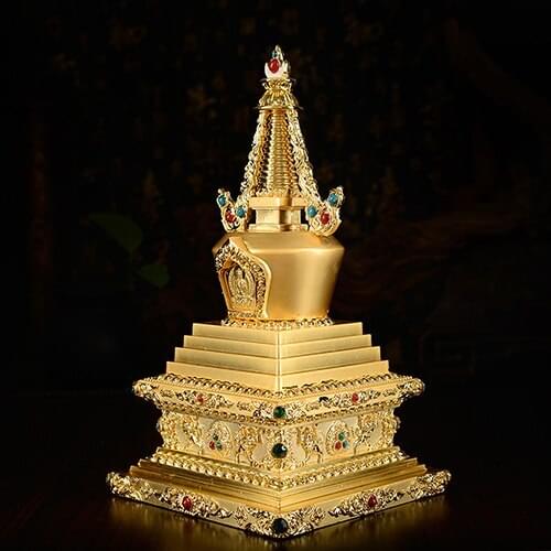 Wholesale buddha statue # 22cm # HOME efficacious Talisman # Buddhism Bodhi Pagoda Shariputra Pagoda Gilding brass statue