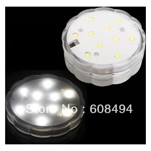 Battery operated remote control submersible 10 LED light Wedding Party light Base Vase RC light waterproof Lamp 4pcs/set-White