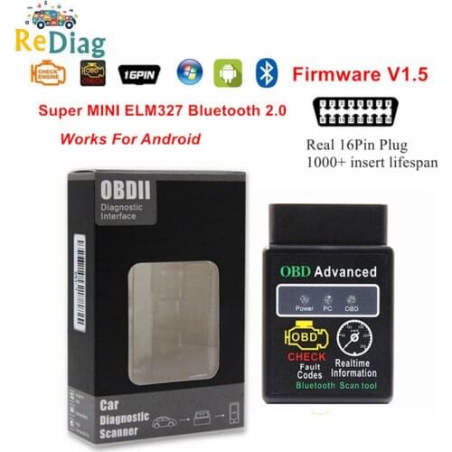 Super MINI ELM327 Hardware V1.5 Without PIC18F25K80 Bluetooth 2.0 OBD Auto Code Reader Works Multi-Cars ELM 327 BT Android