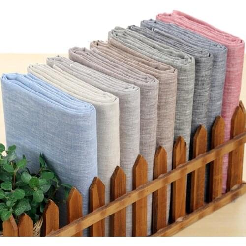 DIY Summer Style Red Blue Gray Brown Natural Hemp Yarn Dyed 100% Pure Linen Patchwork Fabric For Sewing (1 meter) 50%OFF