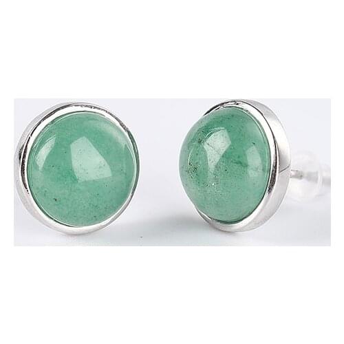 Koraba Green Jade 925 Sterling Silver Button Earrings Harmonious Peace studs earrings