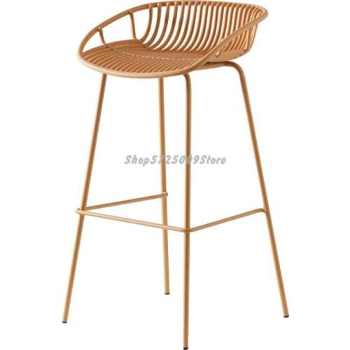 Nordic Simple Iron Bar Chair Creative Modern Bar Chair Cashier Bar Stool Front Desk Stool High Chair