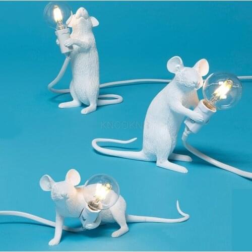 Creative Mouse Cartoon Resin Night Light Children Bedroom Bedside Night Lamp Baby Indoor Home Decor LED Bulb Animal Toilet Light