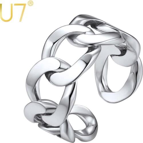 U7 Sterling Silver Stackable Knuckle Ring Finger Open Band Ring for Women Men Girls Minimalist Jewelry Xmas Decorations R201