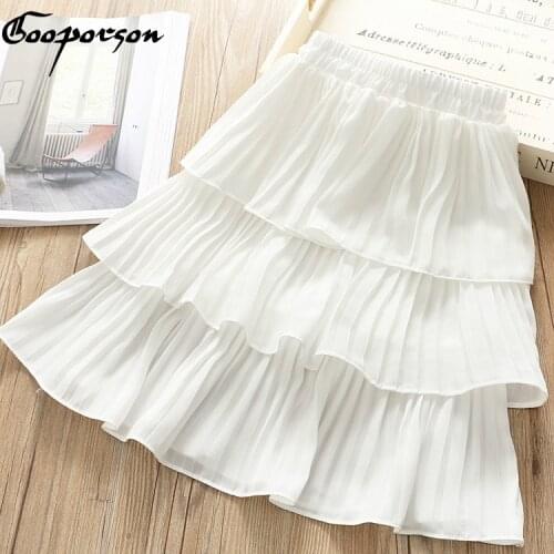 Baby Girl Spring New Pleated Cake Skirt Vintage Lotus Edge High Waist Skirt Long Skirt 2019 Fashion Girls Skirt Summer Clothes