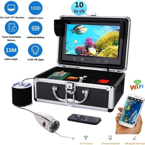10" Underwater Fishing Video Camera Fish Finder WiFi Wireless 5 Mobile App Viewing for iOS for Android Supports Video Record