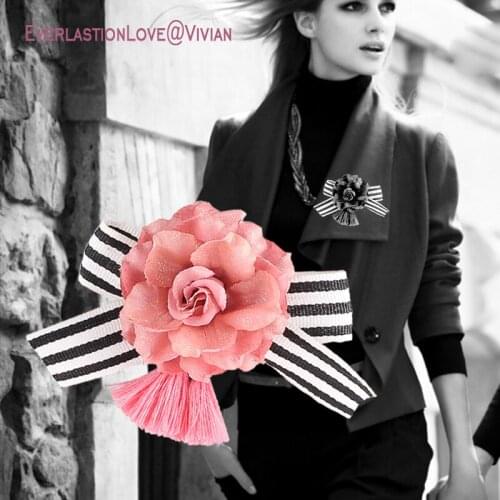 Vintage Fabric tassel Brooch Jewelry Pins Imitation flower Brooches For Women Lapel Pin Women Clothes Accessories Ornaments gril