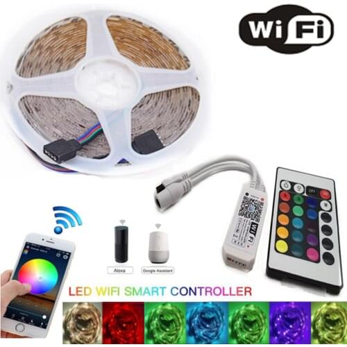 IR WIFI LED Strip Waterproof 5M 15M 20M RGB Led Strip Light 5050 RGB 30 Leds /M Flexible Lighting Ribbon Tape Controller Adapter