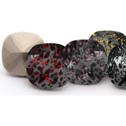 XIAOPU Black Patina Series Retro Fat Square K9 Loose Rhinestones Piontback Strass Crystal Glue on Clothing Crafts DIY Jewelry