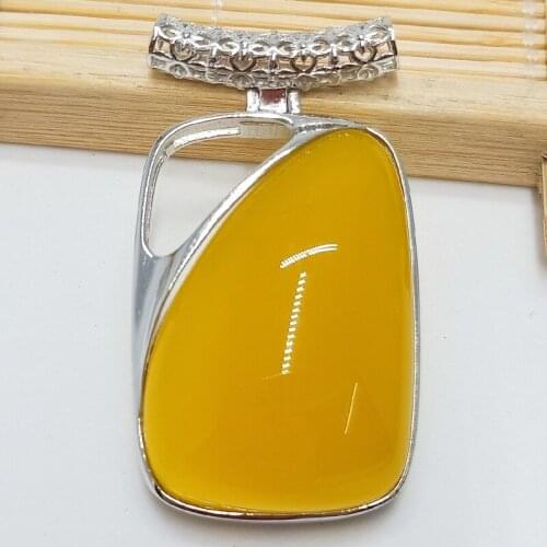 S925 sterling silver jewelry natural chalcedony exquisite hollow empty card agate pendant