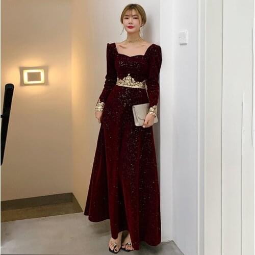 Evening Dress Strapless Full Sleeves Embroidery Bling Elegant A-Line Floor-Length Zipper Back New Woman Formal Party Gown A529