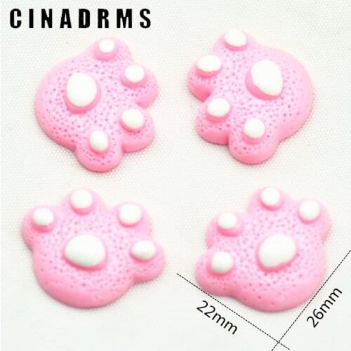 10PCS 22mmX26mm Kawaii Pink Bear Paw Flatback Cabochons|Bear Claw Embellishment Cabochons
