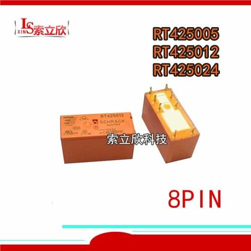 2PCS/LOT 100%Original New Relay RT425005 5VDC RT425012 12VDC RT425024 24VDC 8PIN 8A