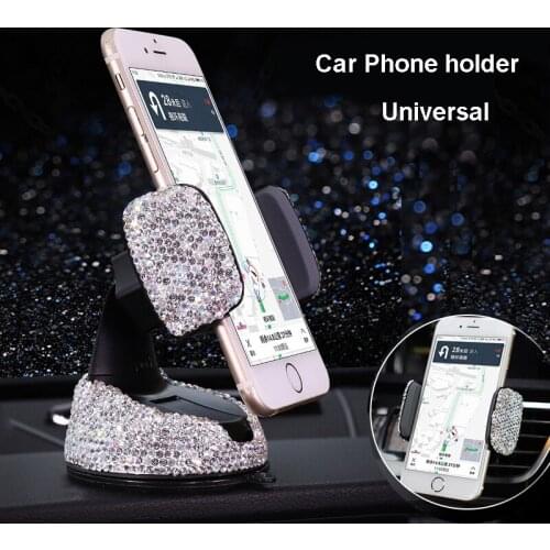 Car Phone Holder Universal Mobile Phone Holder Crystal Rhinestone Mobile Phone Holder for Smart Phone Suitable for IPhone