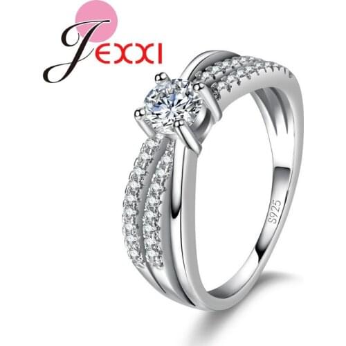 Shining Romantic 925 Sterling Silver Cubic Zircon Rings High Quality Hot Sale Accessory Women Engagement Party Jewelry