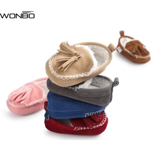 Winter Baby Tassel Pu Leather Infant Suede Boots Baby Moccasins Newborn Princess Anti-skid Keep Warm Baby Cotton Shoes