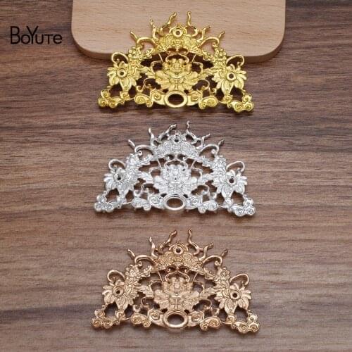 BoYuTe (5 Pieces/Lot) 48*72MM Flower Alloy Materials Factory Direct DIY Handmade Hair Jewelry Accessories