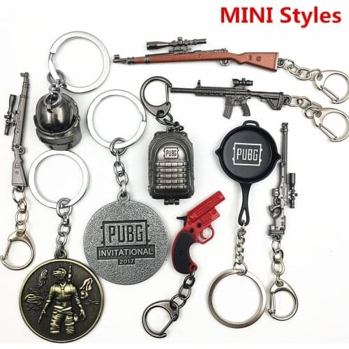 PUBG Cosplay Costume Keychain Movable Helmet Backpack Pan Alloy Model Key Chain llaveros 98K AWM Mini Pendant