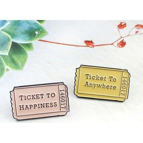Ticket to Happiness/Anywhere Tickets 146017 Brooch Admission Tickets Punk Enamel Pins Couple Backpack Coat Badge Jewelry Gifts
