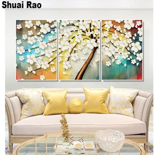 3 piece 5d diamond painting Fortune Tree DIY cross stitch diamond embroidery rhinestone Flowers diamond mosaic puzzle