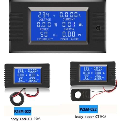 DC 80~260VAC 0-10A/0-100A LCD Display Digital Current Voltage Power Energy Meter Multimeter Ammeter Voltmeter