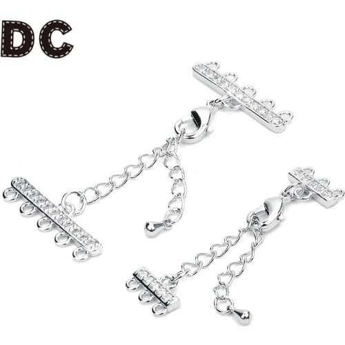 DC 2pcs/set Copper Fit 3/5 Hole Chains End Fastener Clasps for Bracelets Necklace Lobster Clasps Connectors DIY Jewelry Making