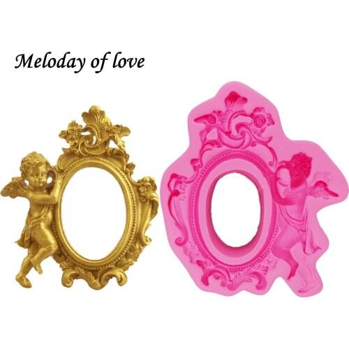 Large size Baby angel frame Silicone fondant molds flower cake decorating tools chocolate mould Sugar Craft Molds DIY Cake T1300