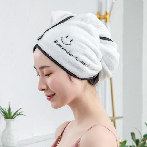 Women Bathroom Super Absorbent Smile Quick-drying Thicker microfiber Bath Towel Hair Dry Cap Salon Towel rapid drying hair towel