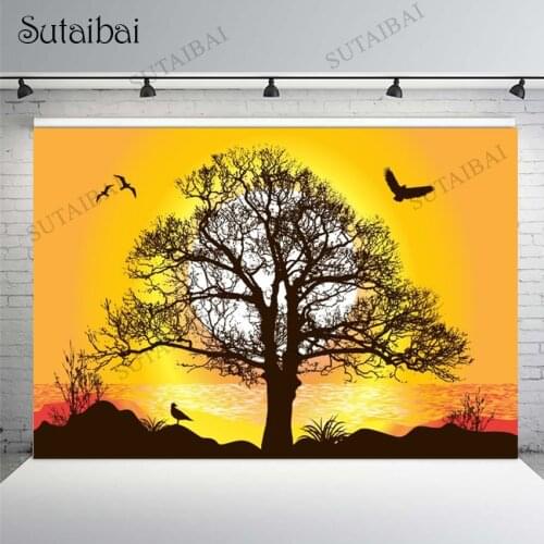 Seaside Sunset Background Sea Tree Natural Landscape Child Studio Portrait Photography Backdrop Vinyl Photo Background Banner
