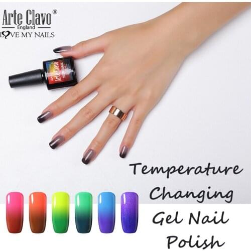 Arte Clavo 10ml Temperature Changing Gel Nail Polish Color Glitter Decoration Makeup Manicure Set DIY Design Nail Art Primer Top