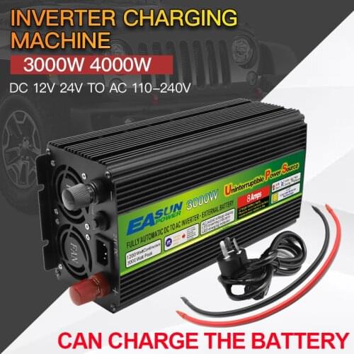 Inverter 3000W 4000W Sine Wave Power Car Inverter DC 12V 24V To AC 220V 5V Three-Phase Charging Voltage Converter With Smart Fan