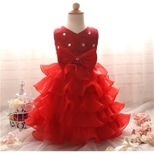 Baby Girls First Merry Christmas Lace Dress Toddler Infant 1 2 Years Old Birthday Party Tutu Dress New Year Red Princess Costume