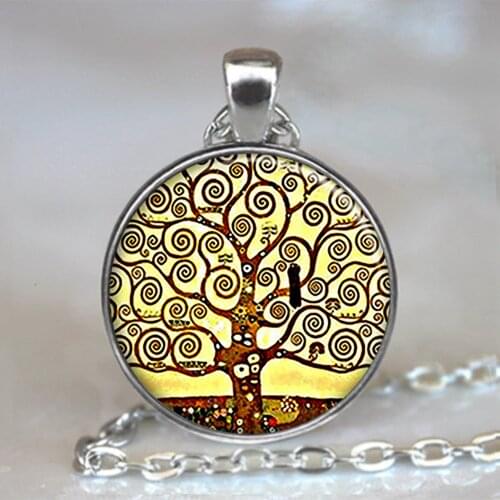 Meetvii Life Tree Glass Cabochon Statement Necklace Jewelry Vintage Charm Chain Pendant Choker Jewelry Gift for Women