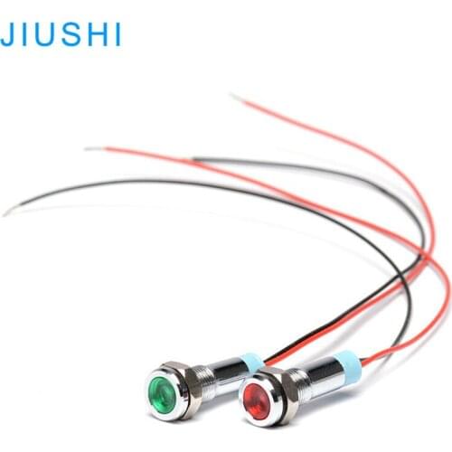 A6 metal waterproof LED indicator light mounting hole 6mm signal lamp with wires 5v 36v 110v 220v red green yellow pilot light