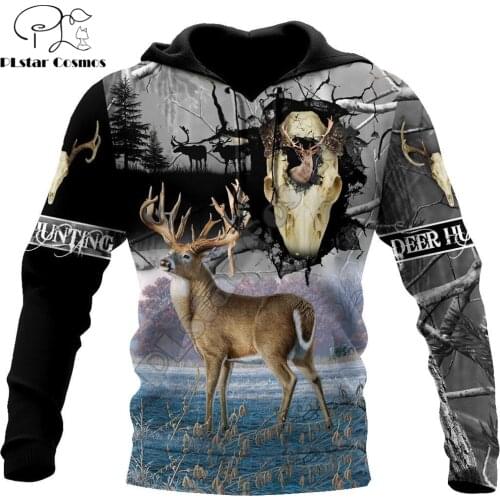 Beautiful Deer Hunting 3D Printed Fashion Mens Autumn Hoodie Sweatshirt Unisex Streetwear Casual Zip Jacket Pullover KJ540