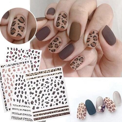 Kapmore 4 Sheets Leopard Nail Art Sticker Self Adhesive Nail Sticker Nail Decal for Women Girl DIY Nail Decoration Tool