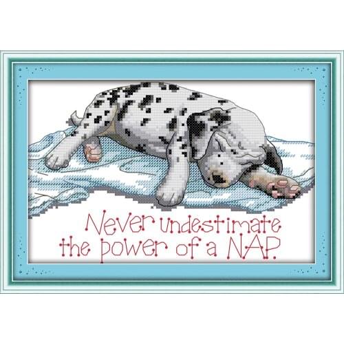 The nap dog cross stitch kit animal dog aida 14ct 11ct count print canvas stitches embroidery DIY handmade needlework plus