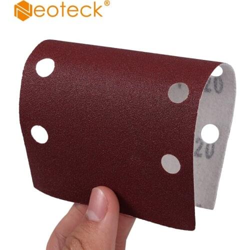 Neoteck 30pcs 1/3 Punched Sanding Sheets 93 x 190mm Sandpaper Pads Sander Hook and Loop 80-180 Mix Grit