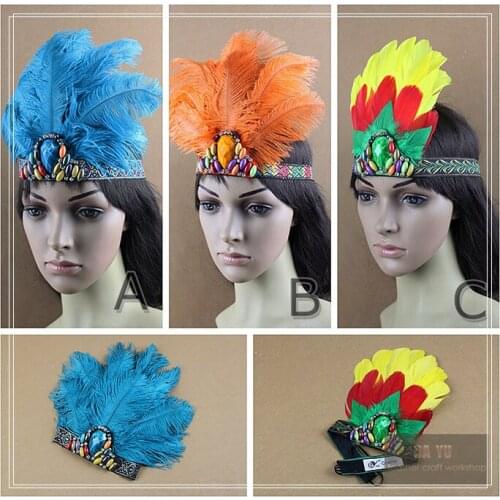 New Fashion Ostrich Feather Headdress for Halloween Party Carnival Cheer Hair Accessories for Women Couture Headpieces Headdress