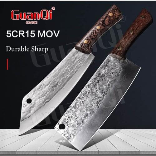 Chef Knife Handmade Forged Slicing Cleaver Hammer Stainless Steel Kitchen Knives Traditional Butcher Slicing Knife Cooking Tools