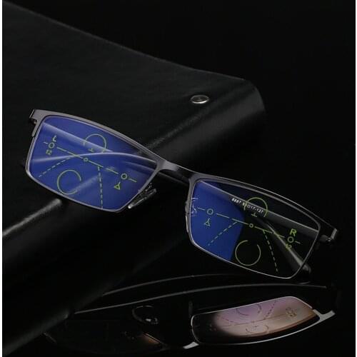 Full-rim Ultralight Tr90 Leg Far and Near Progressive Multifocal Anti-blue Light Reading Glasses +0.75 +1.25 +1.5 +2 +1.75 TO +4